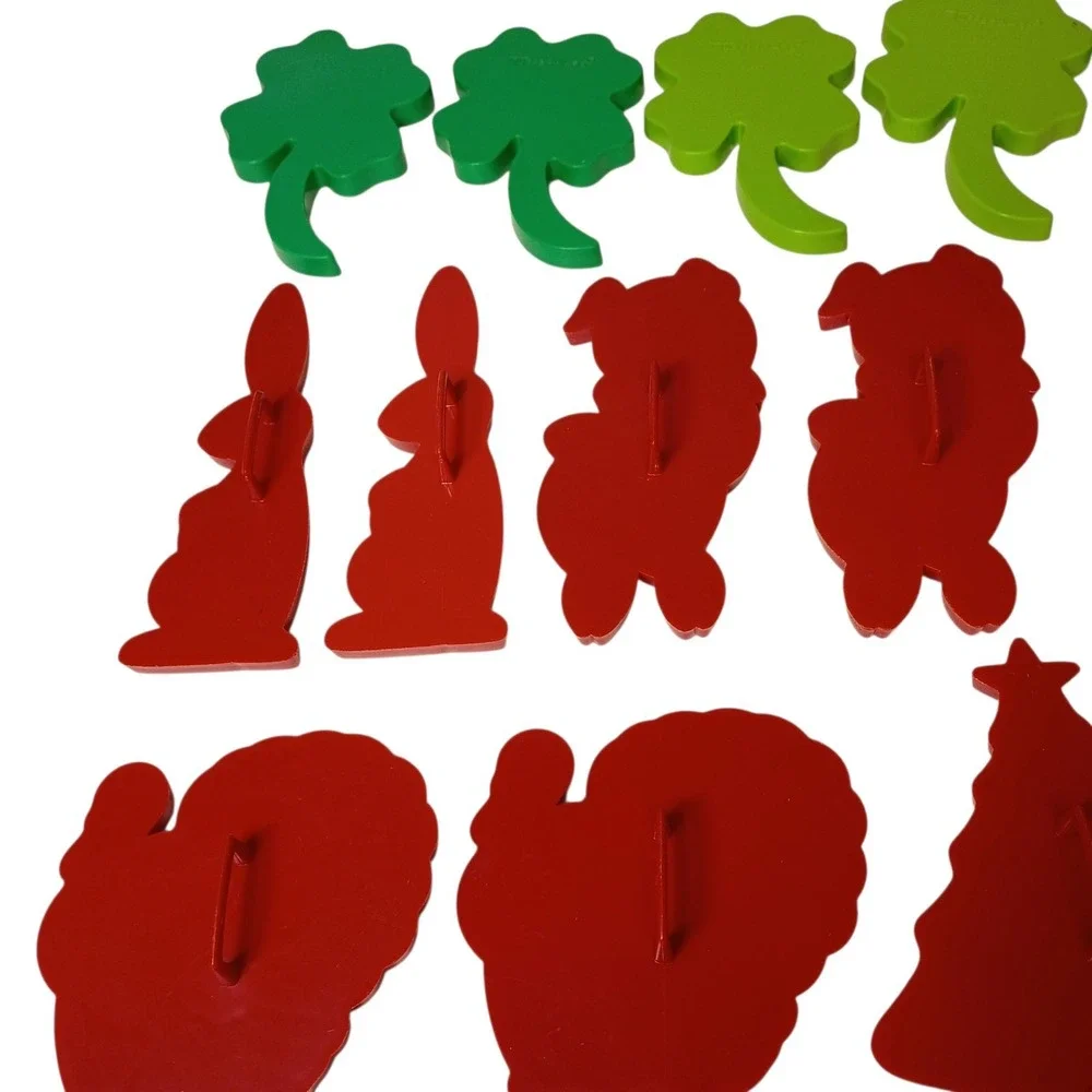 Vintage Set of 19 Tupperware Plastic Cookie Cutters 1970s Holiday Turkey Rabbits